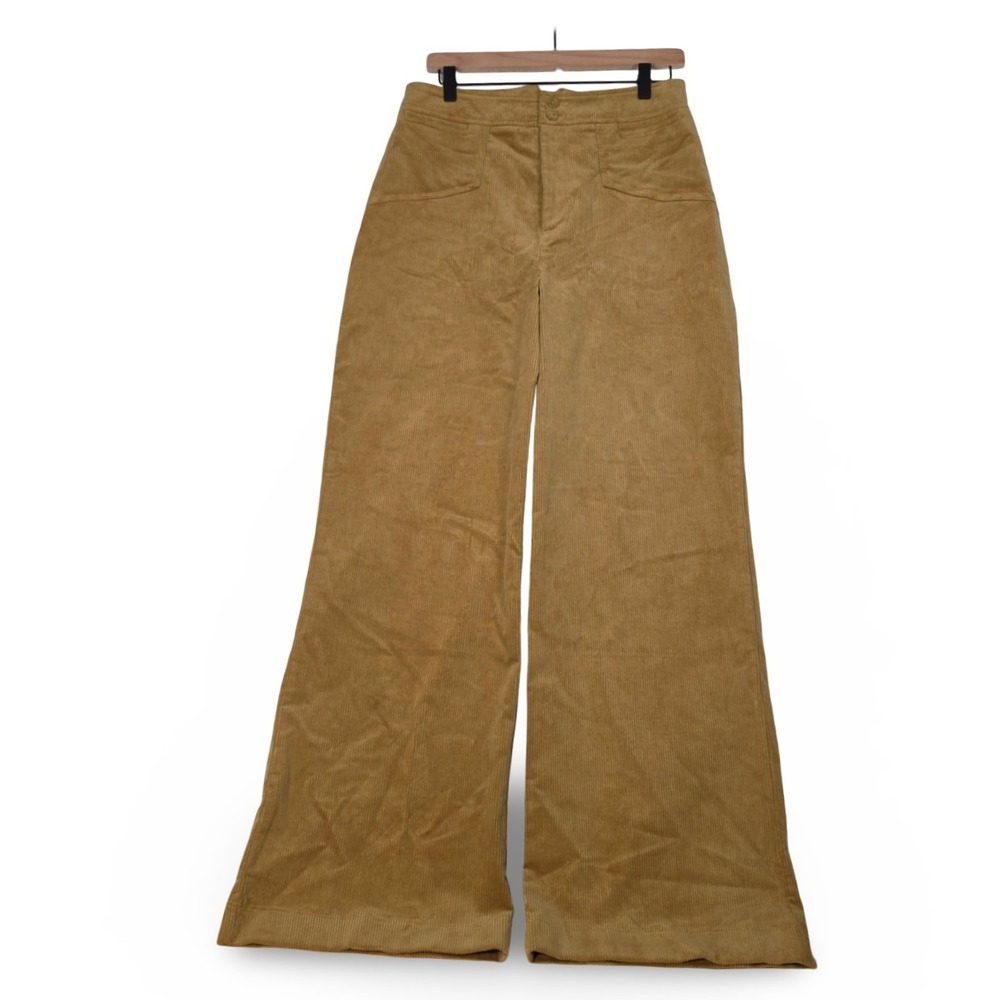 7 For All Mankind Corduroy Wide Leg Camel Pants Womens Size 8 High Rise Y2K Boho